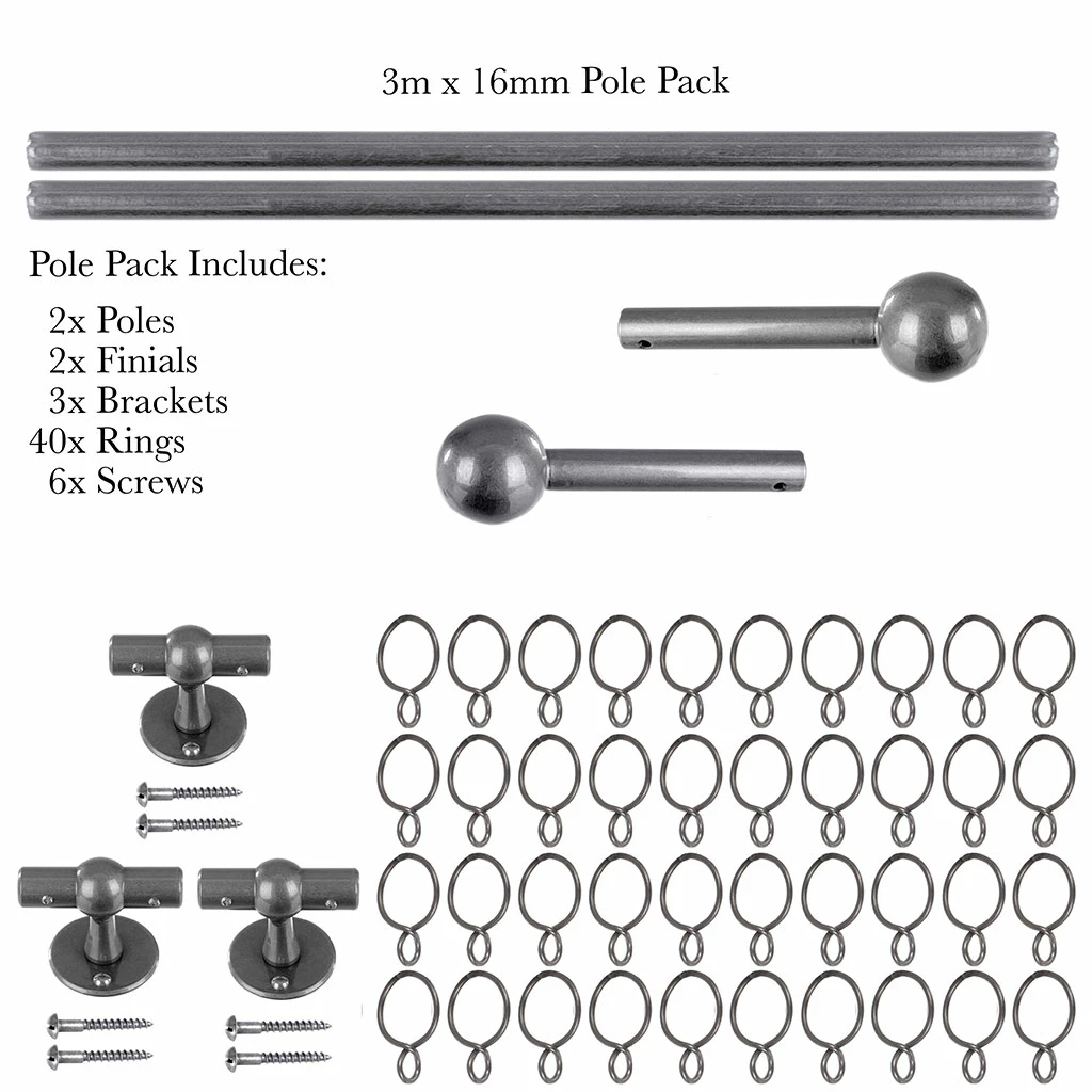 3m 16mm Cannonball Pole Pack In Polished 6 3m 16mm Cannonball Pole Pack In Polished - Image 4