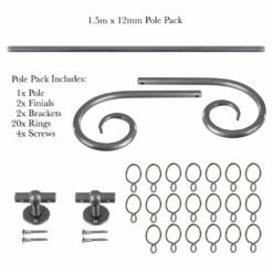 1.5m 12mm Crook Pack In Polished -Jim Lawrence Sales 826po 20