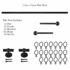 1.5m 12mm Cannonball Pack In Matt Black 10 1.5m 12mm Cannonball Pack In Matt Black -Jim Lawrence Sales 830mb 20