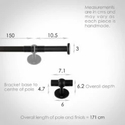 1.5m 16mm Button Pack In Matt Black -Jim Lawrence Sales 847mb 13