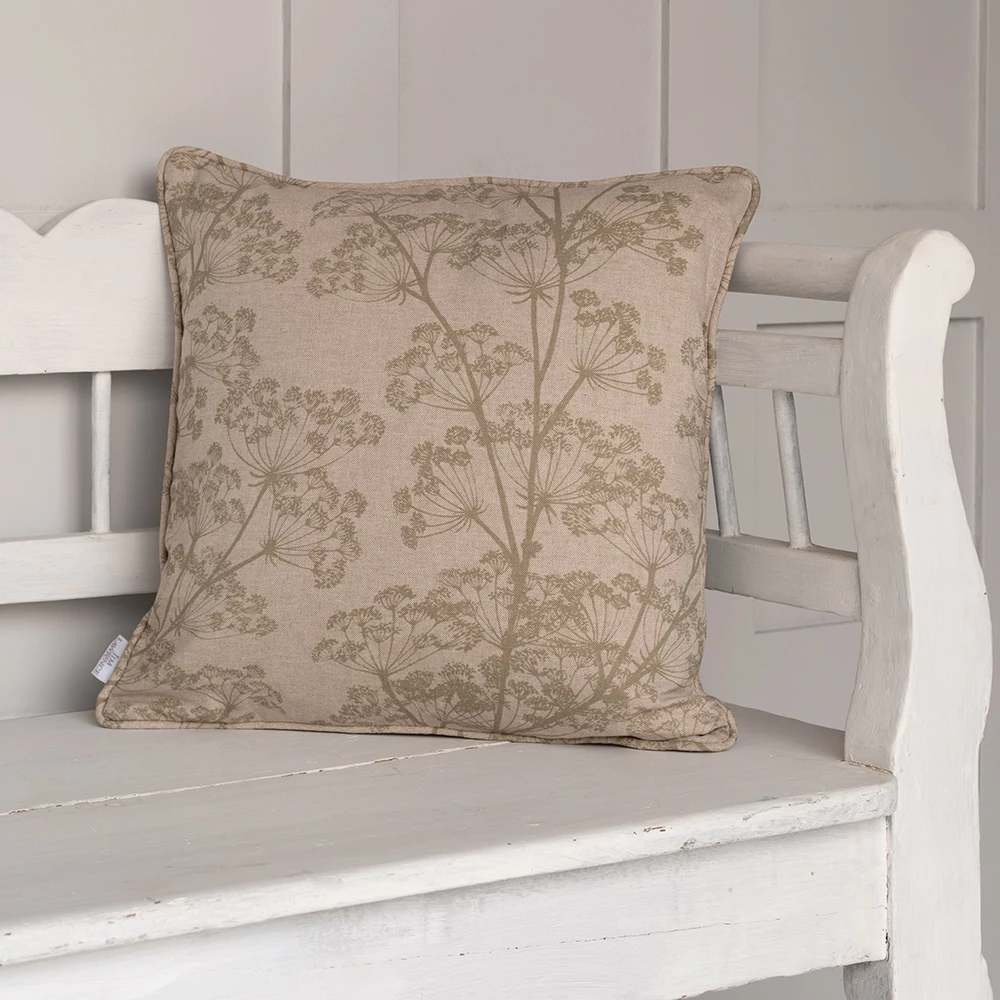 Cushion Cover In Reversed Soft Green Cow Parsley 4 Cushion Cover In Reversed Soft Green Cow Parsley - Image 2