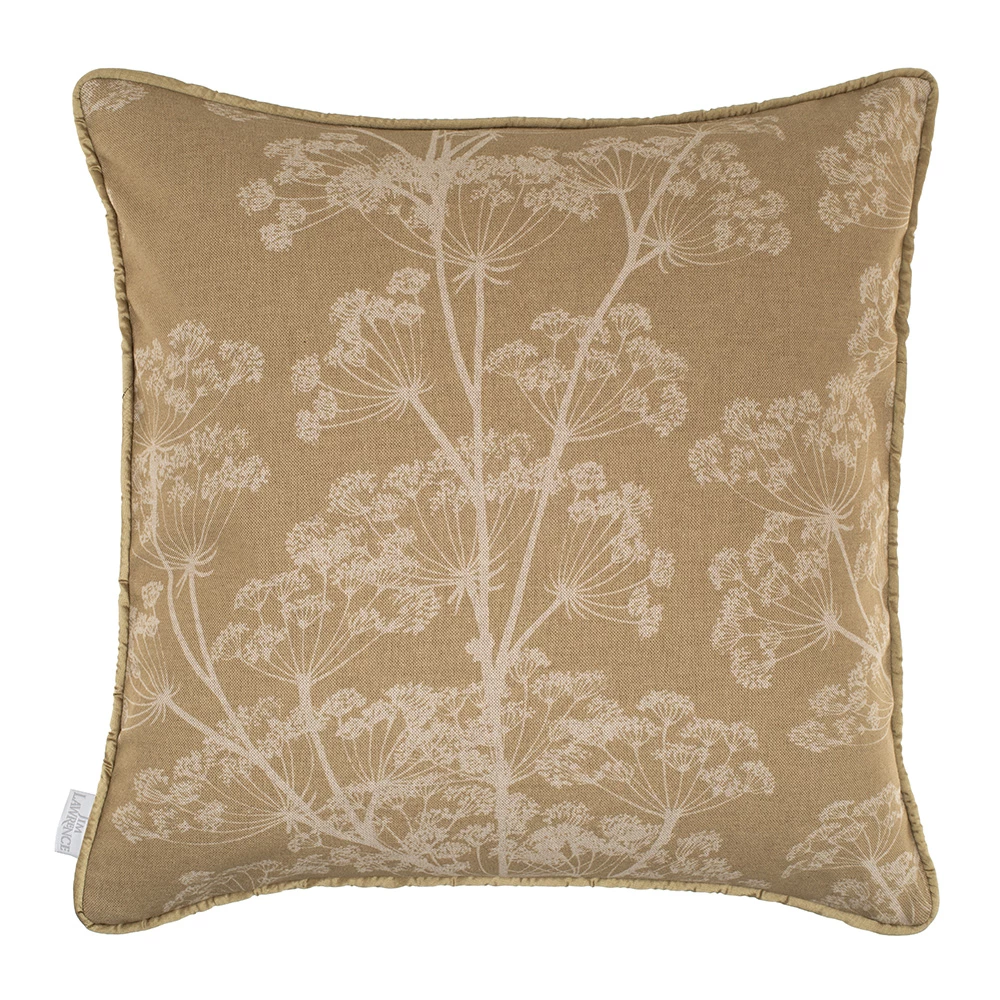 Cushion Cover In Gold Cow Parsley, Contrast Piping 3 Cushion Cover In Gold Cow Parsley, Contrast Piping