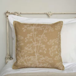 Cushion Cover In Gold Cow Parsley, Contrast Piping 6 Cushion Cover In Gold Cow Parsley, Contrast Piping -Jim Lawrence Sales SCCPGOAG 12