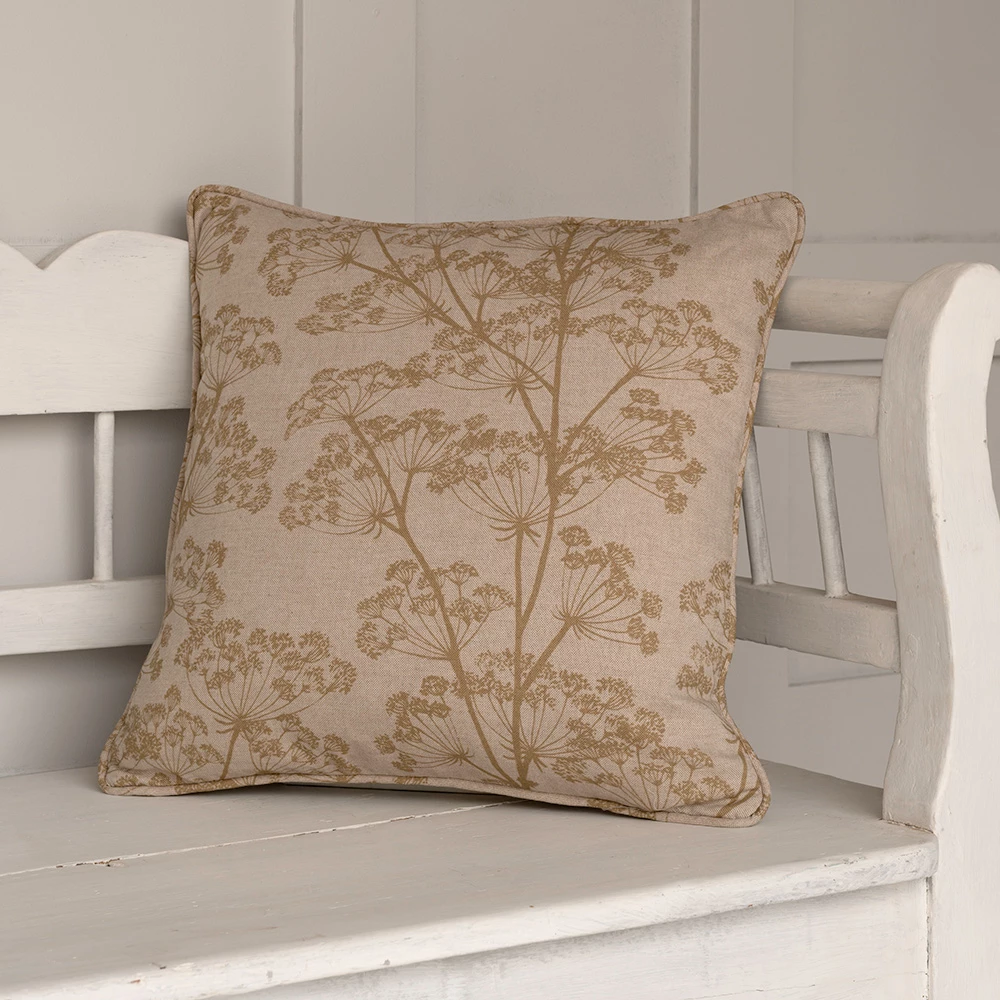 Cushion Cover In Reversed Gold Cow Parsley 4 Cushion Cover In Reversed Gold Cow Parsley - Image 2