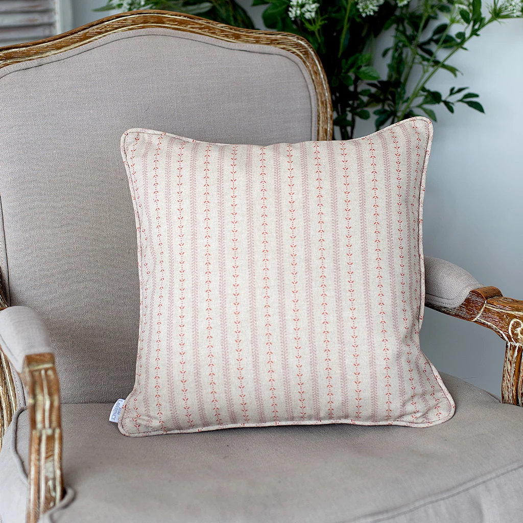 Cushion Cover In Coral Cottage Stripe 4 Cushion Cover In Coral Cottage Stripe - Image 2