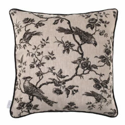 Cushion Cover In Black Printed Isabelle Contrast Piping