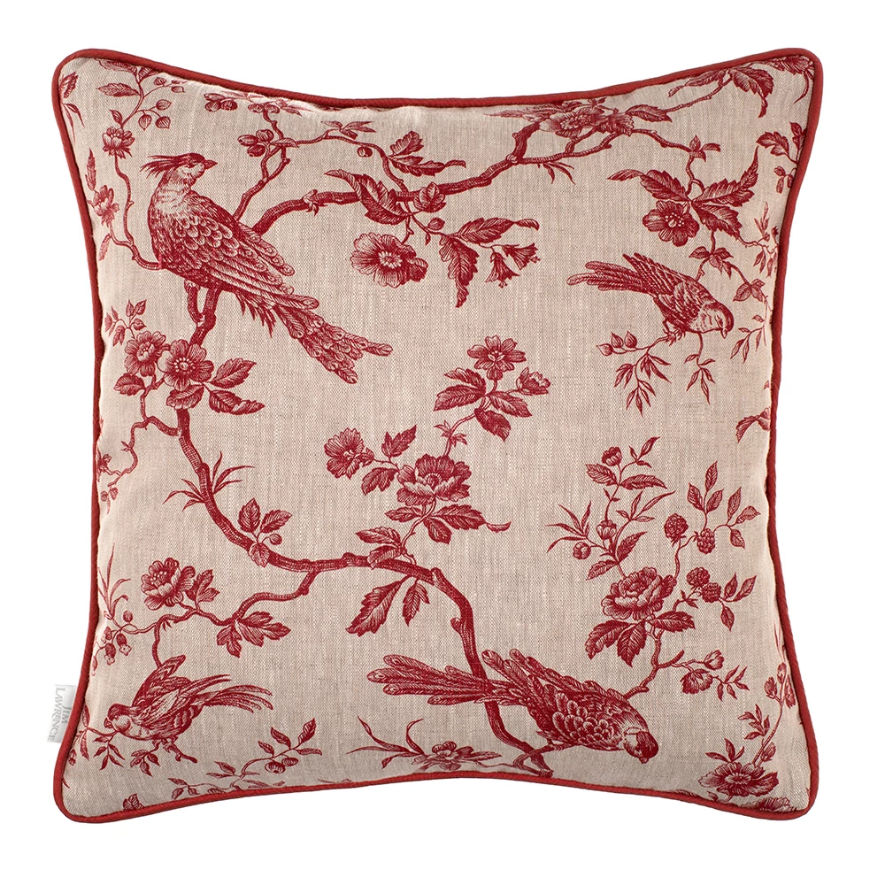 Cushion Cover In Red Printed Isabelle Contrast Piping 3 Cushion Cover In Red Printed Isabelle Contrast Piping