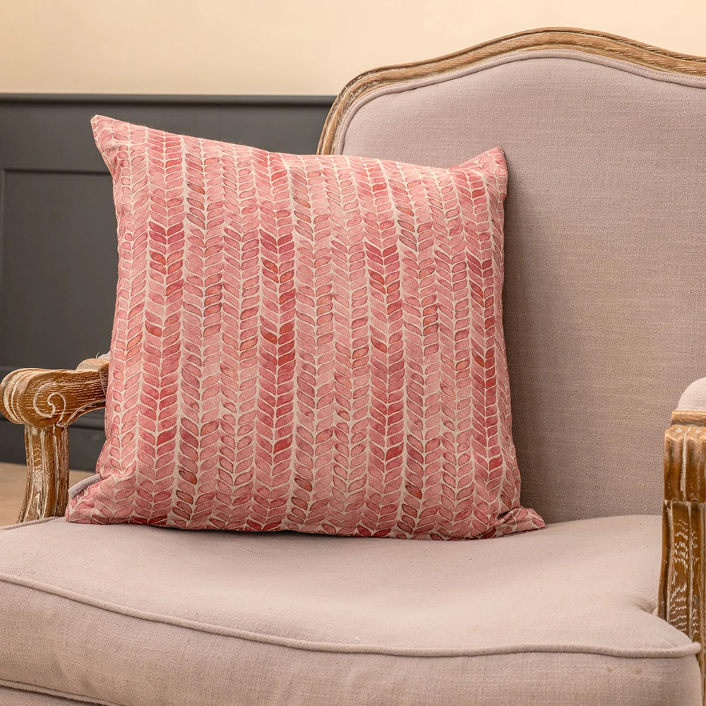 Cushion Cover In Red Watercolour Leaf 4 Cushion Cover In Red Watercolour Leaf - Image 2