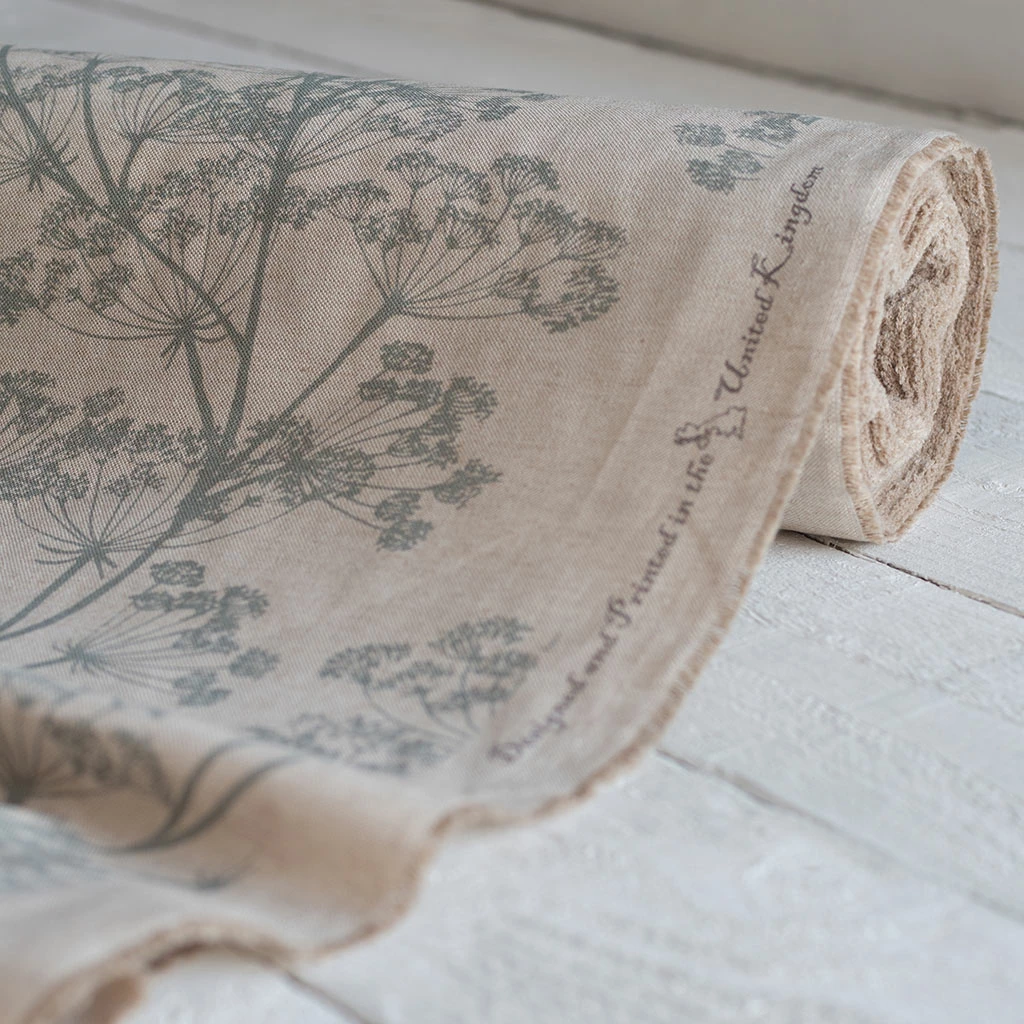 Cow Parsley Fabric In Reversed Duck Egg 4 Cow Parsley Fabric In Reversed Duck Egg - Image 2