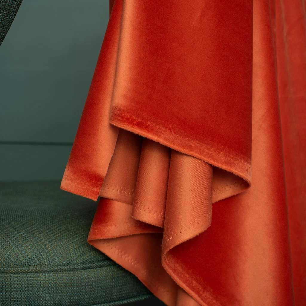 Hunstanton Velvet Fabric In Burnt Orange 4 Hunstanton Velvet Fabric In Burnt Orange - Image 2