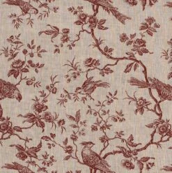 Isabelle Printed Linen Fabric In Red